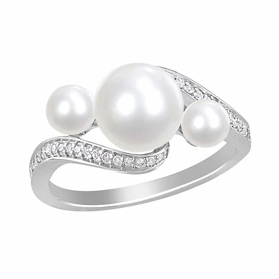 Stella Grace 10k White Gold Freshwater Cultured Pearl Bypass Ring 1 Stella Grace 10k White Gold Freshwater Cultured Pearl Bypass Ring