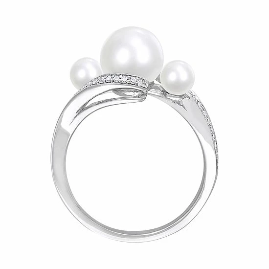 Stella Grace 10k White Gold Freshwater Cultured Pearl Bypass Ring 2 Stella Grace 10k White Gold Freshwater Cultured Pearl Bypass Ring - Image 2