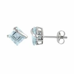 Stella Grace 10k White Gold Aquamarine Square Stud Earrings