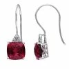 Stella Grace 10k White Gold Lab-Created Ruby & Diamond Accent Hook Earrings