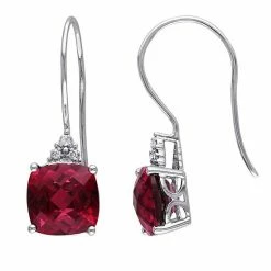 Stella Grace 10k White Gold Lab-Created Ruby & Diamond Accent Hook Earrings