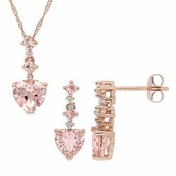 Stella Grace 14k Rose Gold Morganite & Diamond Accent Heart Pendant Necklace & Earring Set