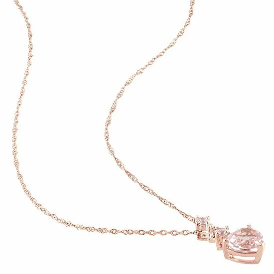 Stella Grace 14k Rose Gold Morganite & Diamond Accent Heart Pendant Necklace & Earring Set 2 Stella Grace 14k Rose Gold Morganite & Diamond Accent Heart Pendant Necklace & Earring Set - Image 2