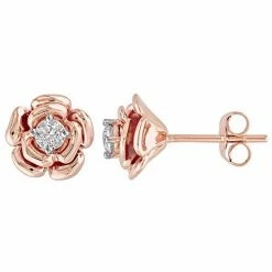 Stella Grace 10k Rose Gold 1/5 Carat T.W Diamond Floral Stud Earrings