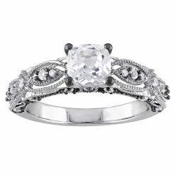 Stella Grace 10k White Gold Lab-Created White Sapphire & Diamond Accent Filigree Engagement Ring