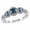 Stella Grace Round-Cut Blue & White Diamond 3-Stone Engagement Ring In 14k White Gold (1/2 Ct. T.W.)
