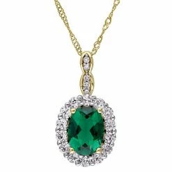 Stella Grace 14k Gold Lab-Created Emerald White Topaz & Diamond Accent Pendant Necklace