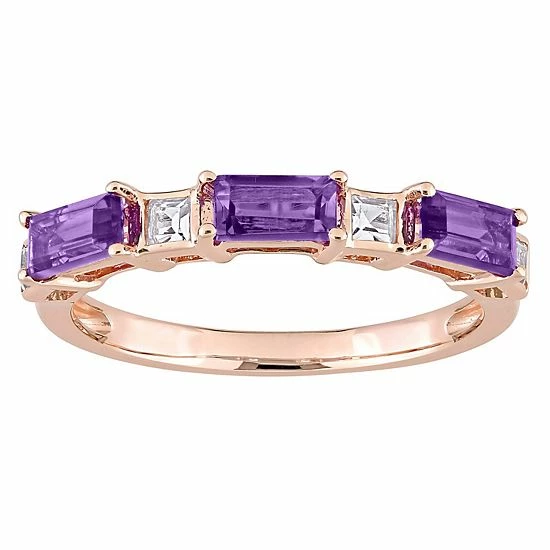 Stella Grace 10k Rose Gold Amethyst & White Topaz Baguette Ring 1 Stella Grace 10k Rose Gold Amethyst & White Topaz Baguette Ring