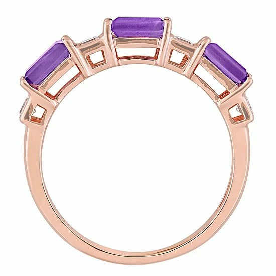 Stella Grace 10k Rose Gold Amethyst & White Topaz Baguette Ring 3 Stella Grace 10k Rose Gold Amethyst & White Topaz Baguette Ring - Image 3