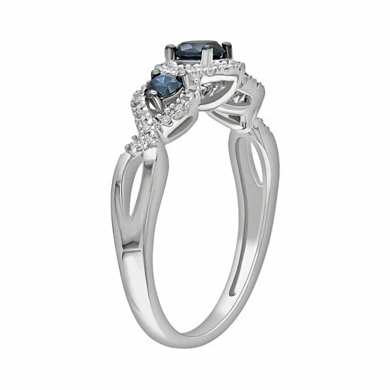 Stella Grace Round-Cut Blue & White Diamond 3-Stone Engagement Ring In 14k White Gold (1/2 Ct. T.W.) 2 Stella Grace Round-Cut Blue & White Diamond 3-Stone Engagement Ring In 14k White Gold (1/2 Ct. T.W.) - Image 2