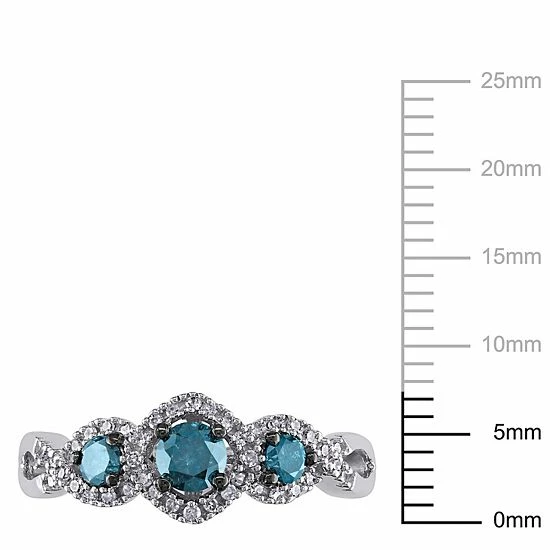 Stella Grace Round-Cut Blue & White Diamond 3-Stone Engagement Ring In 14k White Gold (1/2 Ct. T.W.) 3 Stella Grace Round-Cut Blue & White Diamond 3-Stone Engagement Ring In 14k White Gold (1/2 Ct. T.W.) - Image 3