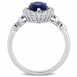 Stella Grace 10k White Gold Lab-Created Blue & White Sapphire Teardrop Halo Ring -Stella Grace Sales unnamed file 4620