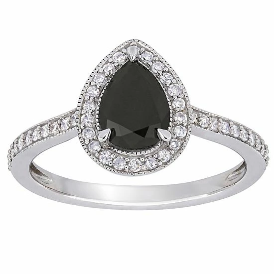 Stella Grace 10k White Gold 1 1/4 Carat T.W. Black & White Diamond Teardrop Engagement Ring 1 Stella Grace 10k White Gold 1 1/4 Carat T.W. Black & White Diamond Teardrop Engagement Ring