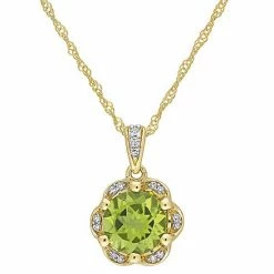 Stella Grace 14K Gold Peridot & Diamond Accent Pendant Necklace