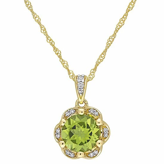 Stella Grace 14K Gold Peridot & Diamond Accent Pendant Necklace 1 Stella Grace 14K Gold Peridot & Diamond Accent Pendant Necklace
