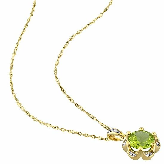 Stella Grace 14K Gold Peridot & Diamond Accent Pendant Necklace 2 Stella Grace 14K Gold Peridot & Diamond Accent Pendant Necklace - Image 2