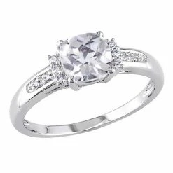 Stella Grace 10K White Gold White Topaz & Diamond Accent Ring