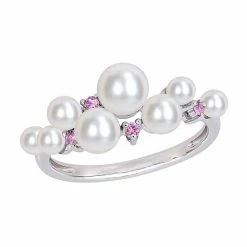 Stella Grace 10k White Gold Pink Sapphire & Freshwater Cultured Pearl Cluster Ring
