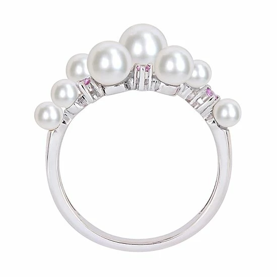 Stella Grace 10k White Gold Pink Sapphire & Freshwater Cultured Pearl Cluster Ring 2 Stella Grace 10k White Gold Pink Sapphire & Freshwater Cultured Pearl Cluster Ring - Image 2