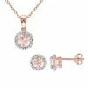 Stella Grace 18k Rose Gold Over Silver 1/6 Carat T.W Diamond & Morganite Earring & Pendant Necklace Set