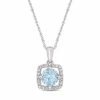 Stella Grace 10k White Gold Sky Blue Topaz 1/10 Carat T.W. Diamond Frame Pendant Necklace