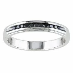 Stella Grace Men's Sterling Silver 1/4 Carat T.W. Black Diamond Single Row Ring