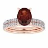 Stella Grace 14k Rose Gold Oval Garnet & 1/4 Carat T.W. Diamond Engagement Ring Set