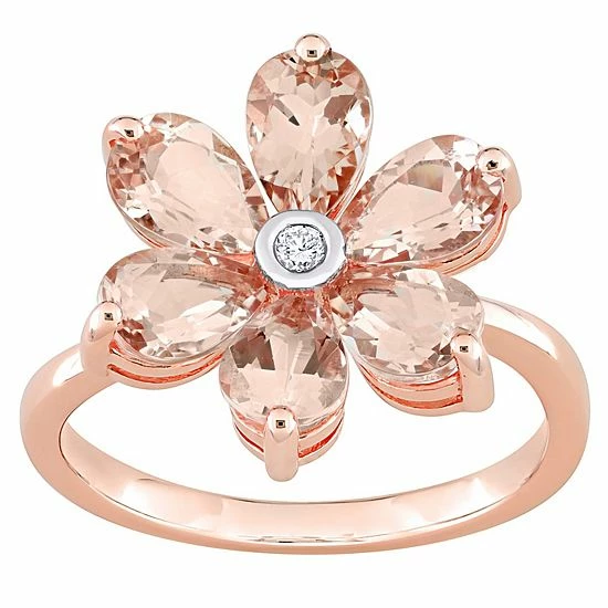 Stella Grace 10k Rose Gold Morganite & Diamond Accent Flower Ring 1 Stella Grace 10k Rose Gold Morganite & Diamond Accent Flower Ring