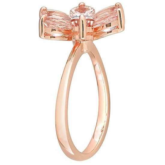 Stella Grace 10k Rose Gold Morganite & Diamond Accent Flower Ring 2 Stella Grace 10k Rose Gold Morganite & Diamond Accent Flower Ring - Image 2
