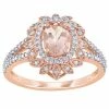Stella Grace 10k Rose Gold Morganite & 1/5 Carat T.W. Diamond Floral Halo Ring