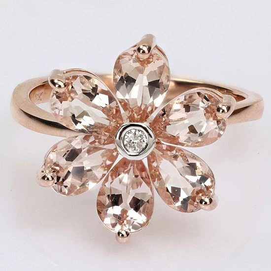 Stella Grace 10k Rose Gold Morganite & Diamond Accent Flower Ring 6 Stella Grace 10k Rose Gold Morganite & Diamond Accent Flower Ring - Image 6