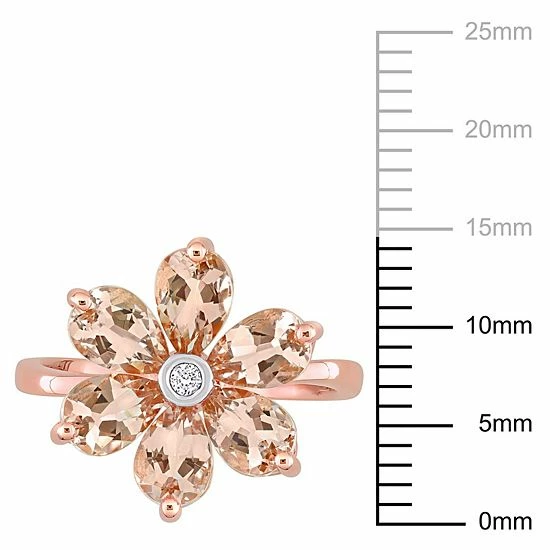Stella Grace 10k Rose Gold Morganite & Diamond Accent Flower Ring 7 Stella Grace 10k Rose Gold Morganite & Diamond Accent Flower Ring - Image 7