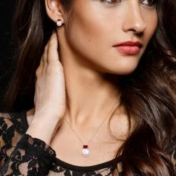 Stella Grace 10k Rose Gold Freshwater Cultured Pearl & Garnet Drop Pendant & Earring Set 5 Stella Grace 10k Rose Gold Freshwater Cultured Pearl & Garnet Drop Pendant & Earring Set -Stella Grace Sales unnamed file 4695