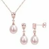 Stella Grace 10k Rose Gold Dyed Pink Freshwater Cultured Pearl, Morganite & Diamond Accent Drop Pendant & Earring Set