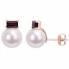 Stella Grace 10k Rose Gold Freshwater Cultured Pearl & Garnet Stud Earrings