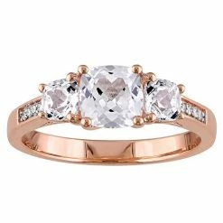 Stella Grace 10k Rose Gold Lab-Created White Sapphire & Diamond Accent 3-Stone Ring