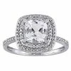 Stella Grace 10k White Gold Lab-Created White Sapphire & 1/10 Carat T.W Halo Engagement Ring