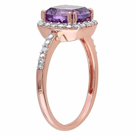 Stella Grace 10k Rose Gold Amethyst & 1/10 Carat T.W. Diamond Halo Ring 2 Stella Grace 10k Rose Gold Amethyst & 1/10 Carat T.W. Diamond Halo Ring - Image 2
