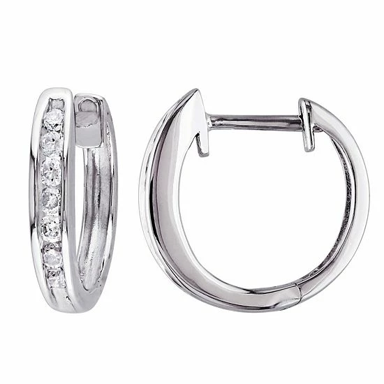 Stella Grace 10k White Gold 1/4 Carat T.W. Diamond Hoop Earrings 1 Stella Grace 10k White Gold 1/4 Carat T.W. Diamond Hoop Earrings