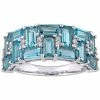 Stella Grace 10k White Gold Blue Topaz & 1/10 Carat T.W. Diamond Geometric Ring