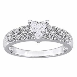 Stella Grace Sterling Silver Lab-Created White Sapphire & Diamond Accent Vintage Ring
