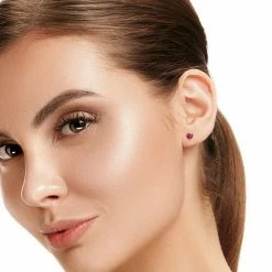 Stella Grace Sterling Silver & Gemstone Heart Stud Earrings Created Blue Sapphire -Stella Grace Sales unnamed file 475