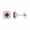 Stella Grace 10k Rose Gold Amethyst & Diamond Accent Frame Earrings
