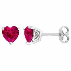 Stella Grace Sterling Silver & Gemstone Heart Stud Earrings Created Blue Sapphire -Stella Grace Sales unnamed file 477