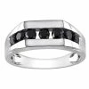 Stella Grace Men's Sterling Silver 1 Carat T.W. Black Diamond Channel Set Ring