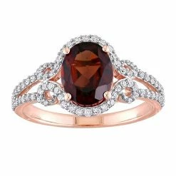 Stella Grace 10k Rose Gold Garnet & 1/3 Carat T.W. Diamond Oval Halo Engagement Ring
