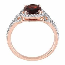 Stella Grace 10k Rose Gold Garnet & 1/3 Carat T.W. Diamond Oval Halo Engagement Ring -Stella Grace Sales unnamed file 4780