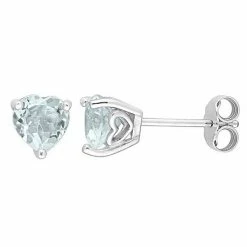 Stella Grace Sterling Silver & Gemstone Heart Stud Earrings Created Blue Sapphire -Stella Grace Sales unnamed file 482