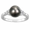 Stella Grace Sterling Silver Tahitian Cultured Pearl & 1/8 Carat T.W. Diamond Ring