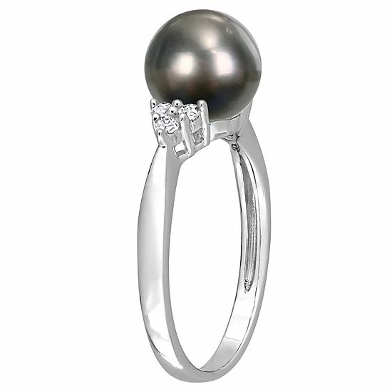 Stella Grace Sterling Silver Tahitian Cultured Pearl & 1/8 Carat T.W. Diamond Ring 2 Stella Grace Sterling Silver Tahitian Cultured Pearl & 1/8 Carat T.W. Diamond Ring - Image 2